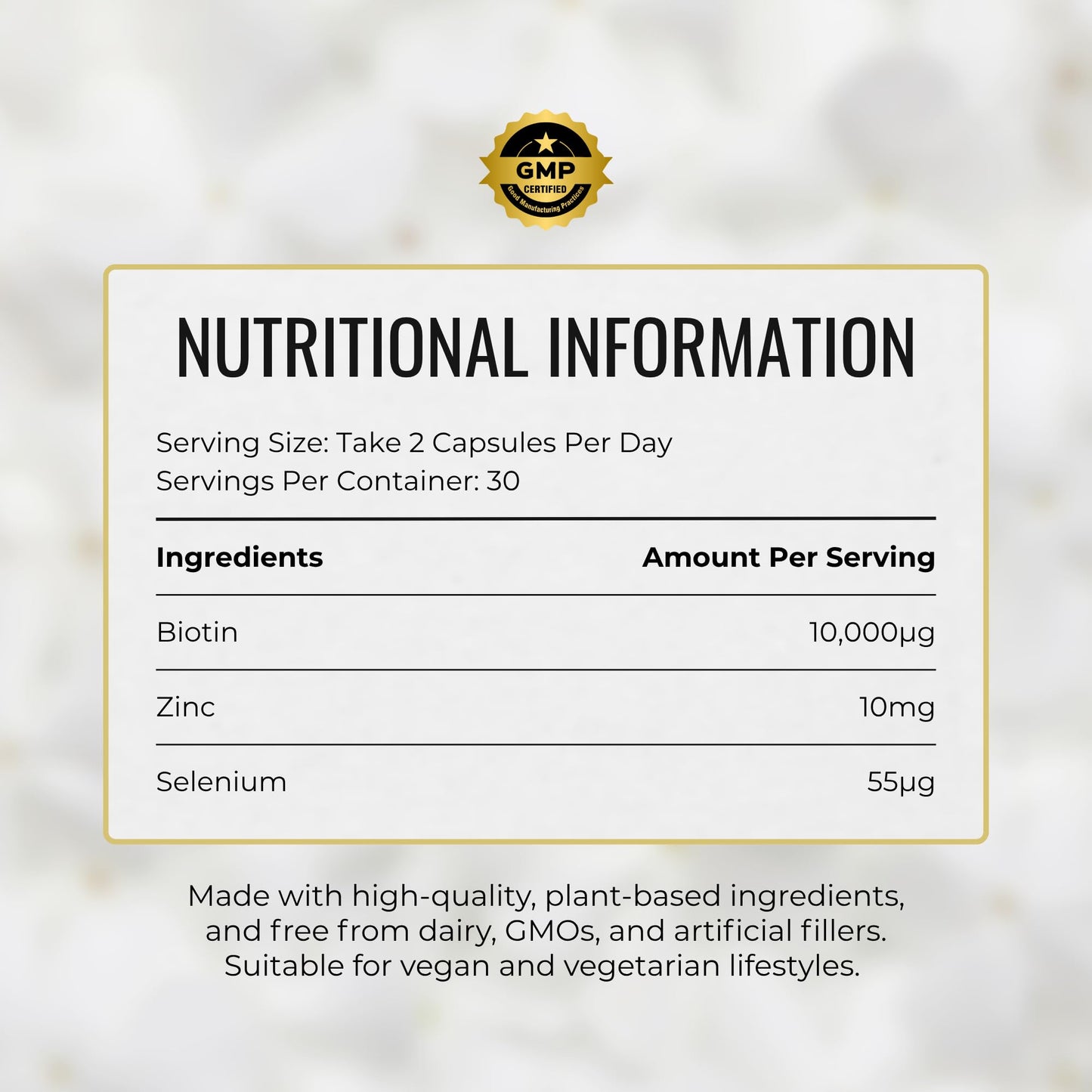 Biotin 10.000mcg | Hair, Nails & Skin Capsules | Pure, Organic, Vegan, 60 Capsules | No Added Fillers Binders Or Artificial Ingedients Nutrition Kings