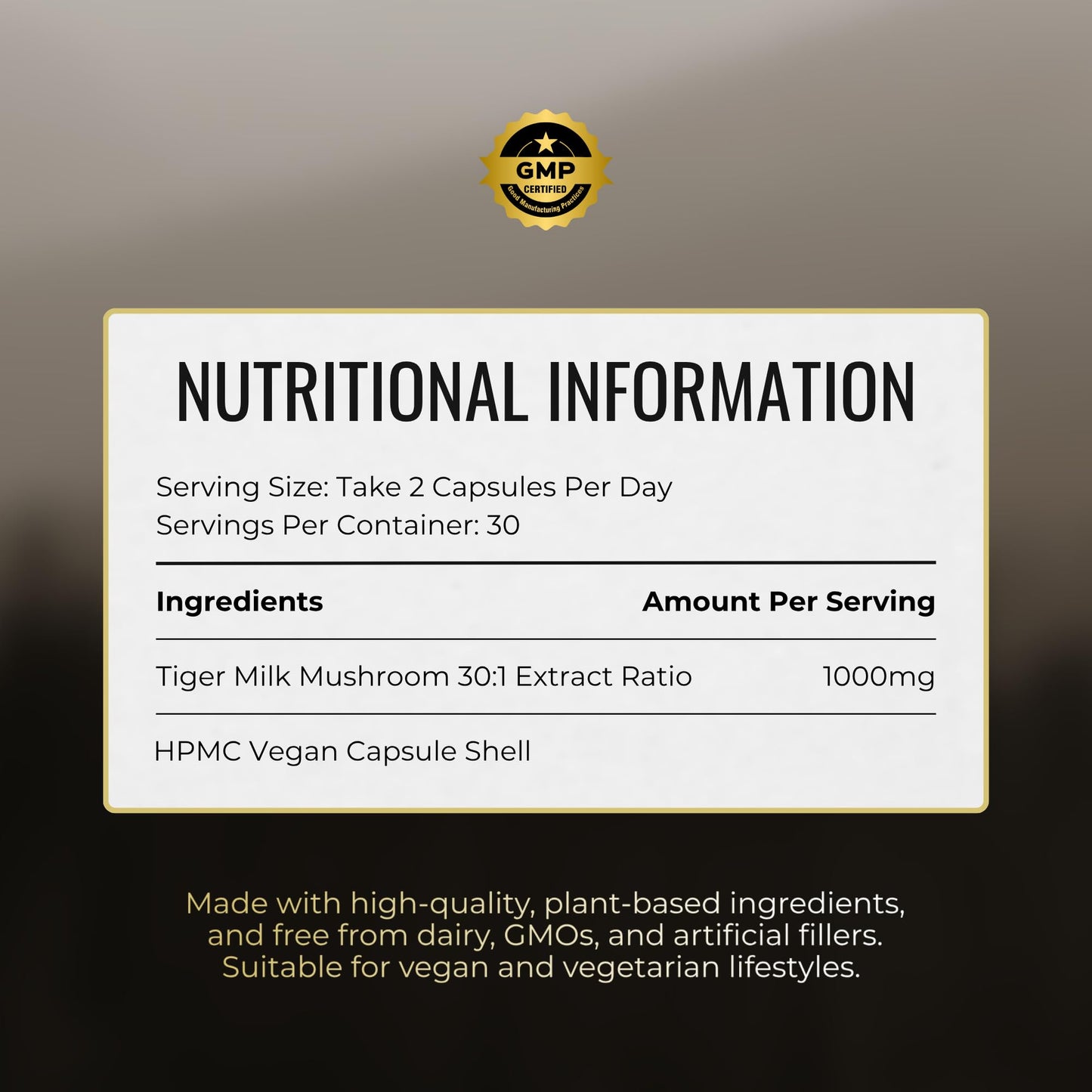 Tiger Milk Mushroom – Lung & Immune Support Supplement – Vegan Herbal Blend with Functional Mushrooms – 60 Vegan Capsules – by Nutrition Kings Nutrition Kings