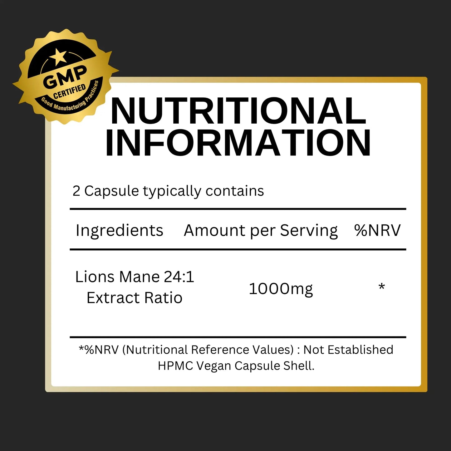 Nutrition Kings Lion’s Mane Mushroom 1000mg – 24:1 Ultra Potent Extract – 60 Vegan Capsules – Supports Memory, Focus, Mental Clarity & Cognitive Health – No Fillers, Non-GMO Nutrition Kings