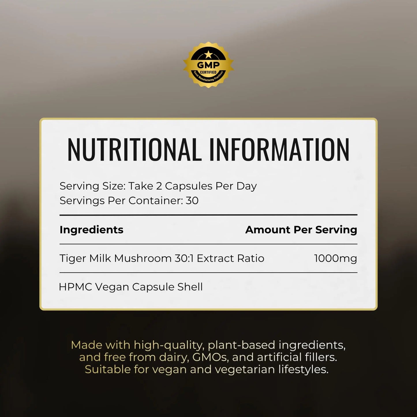 Tiger Milk Mushroom – Lung & Immune Support Supplement – Vegan Herbal Blend with Functional Mushrooms – 60 Vegan Capsules – by Nutrition Kings Nutrition Kings