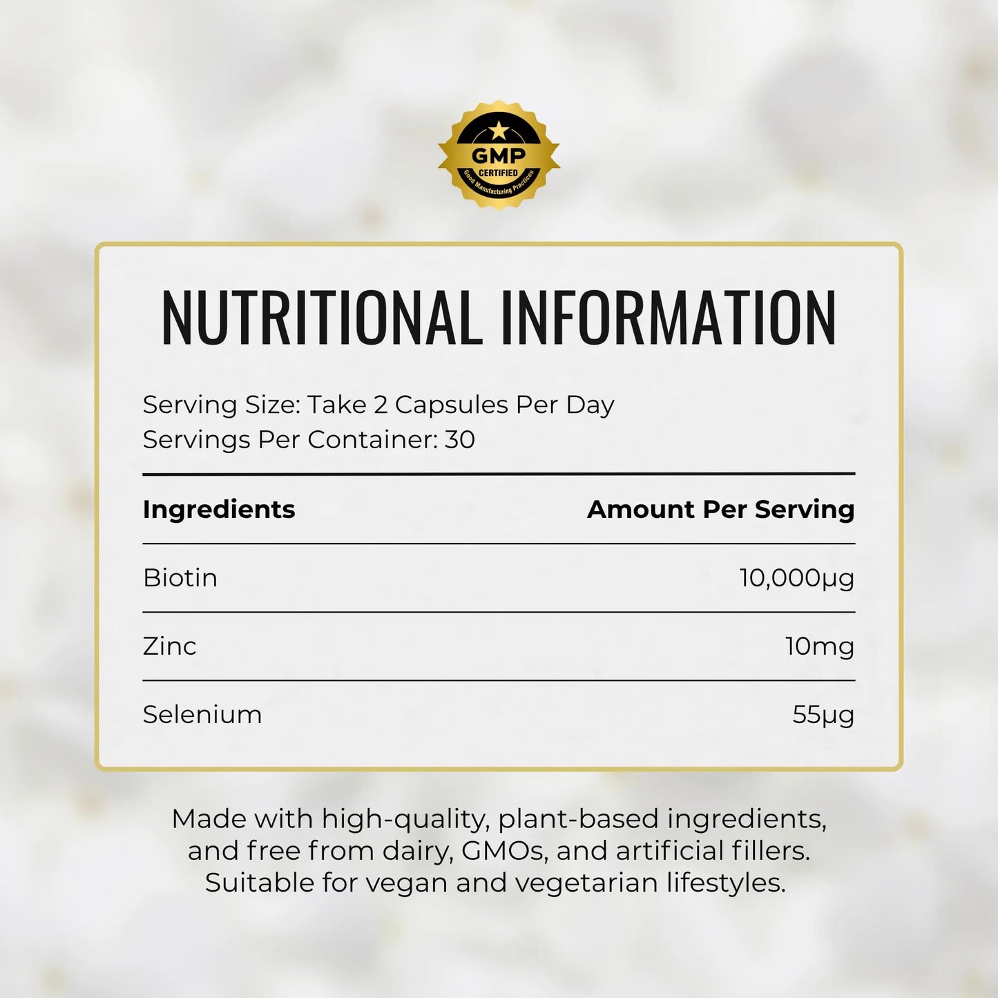 Biotin 10.000mcg | Hair, Nails & Skin Capsules | Pure, Organic, Vegan, 60 Capsules | No Added Fillers Binders Or Artificial Ingedients Nutrition Kings