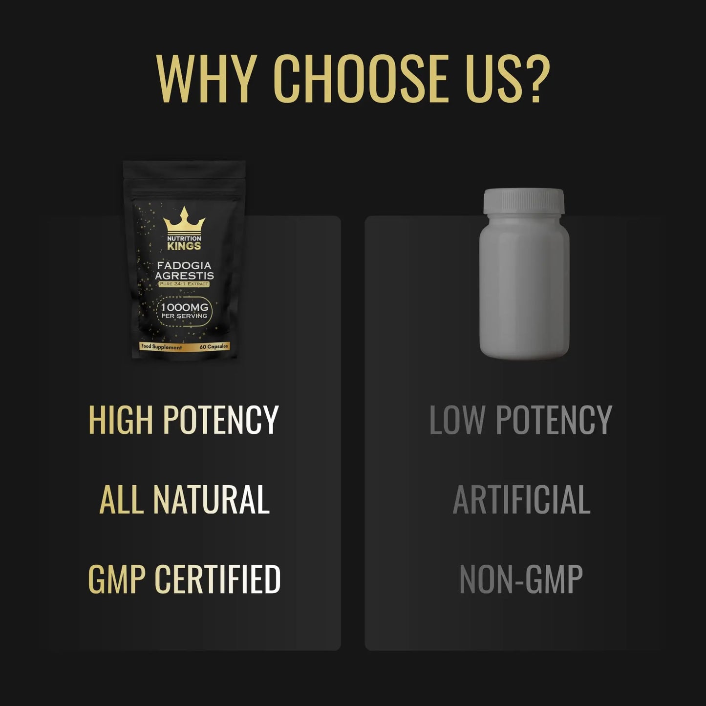 Fadogia Agrestis 1000mg per Serving – 24:1 Pure Herbal Extract – 60 Capsules – High Strength Supplement for Vitality, Energy, Wellness & Performance Nutrition Kings