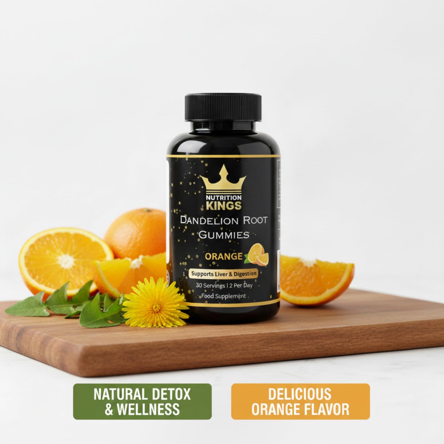Dandelion Root Gummies – Liver Cleanse & Detox Support, Water Retention Relief, Natural Digestive Health Supplement, Vegan & Non-GMO, 60 Gummies Nutrition Kings