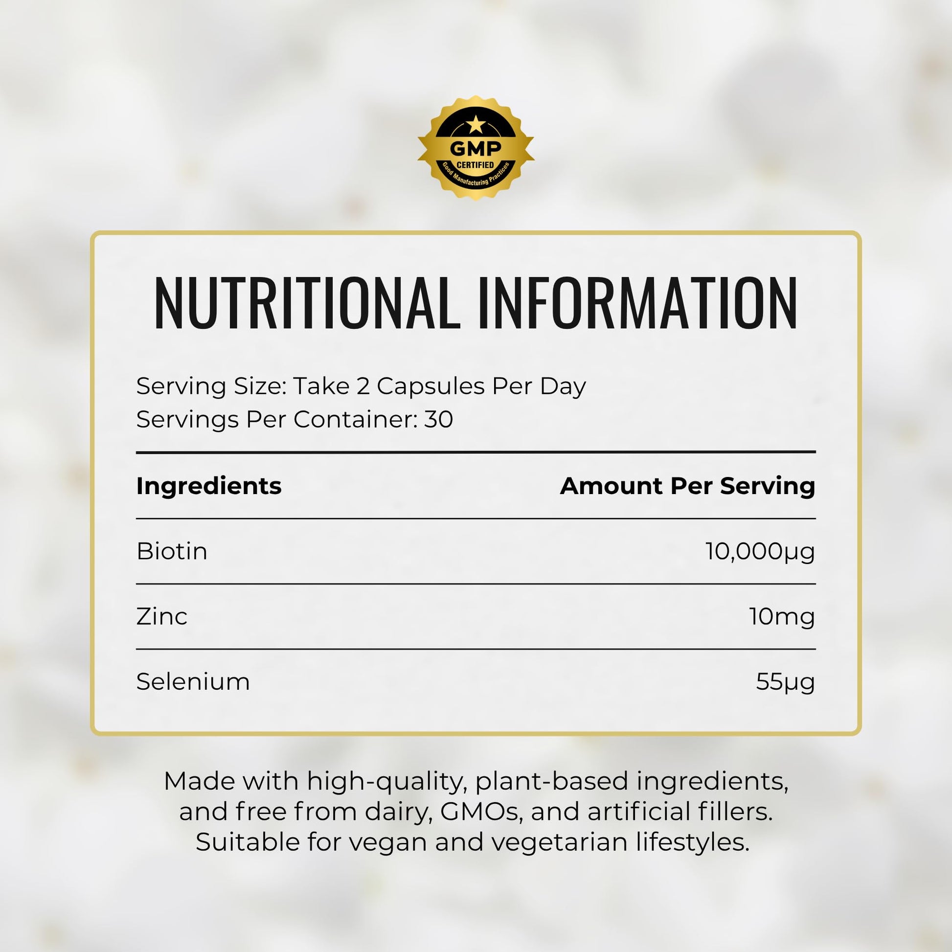 Biotin 10.000mcg | Hair, Nails & Skin Capsules | Pure, Organic, Vegan, 60 Capsules | No Added Fillers Binders Or Artificial Ingedients Nutrition Kings