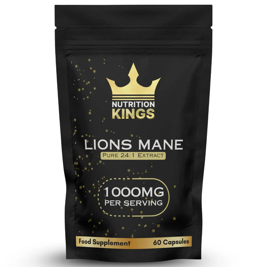 Nutrition Kings Lion’s Mane Mushroom 1000mg – 24:1 Ultra Potent Extract – 60 Vegan Capsules – Supports Memory, Focus, Mental Clarity & Cognitive Health – No Fillers, Non-GMO Nutrition Kings