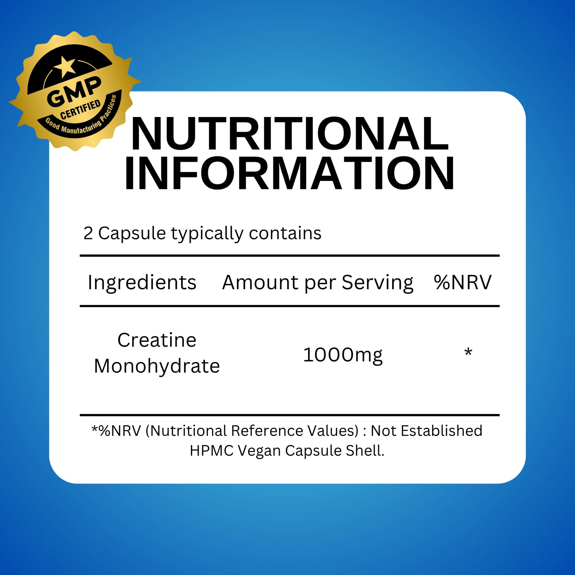 Creatine Monohydrate 1000mg – 60 Vegan Capsules – Muscle Growth, Strength, Endurance, Workout Recovery – Vegan Supplement Nutrition Kings