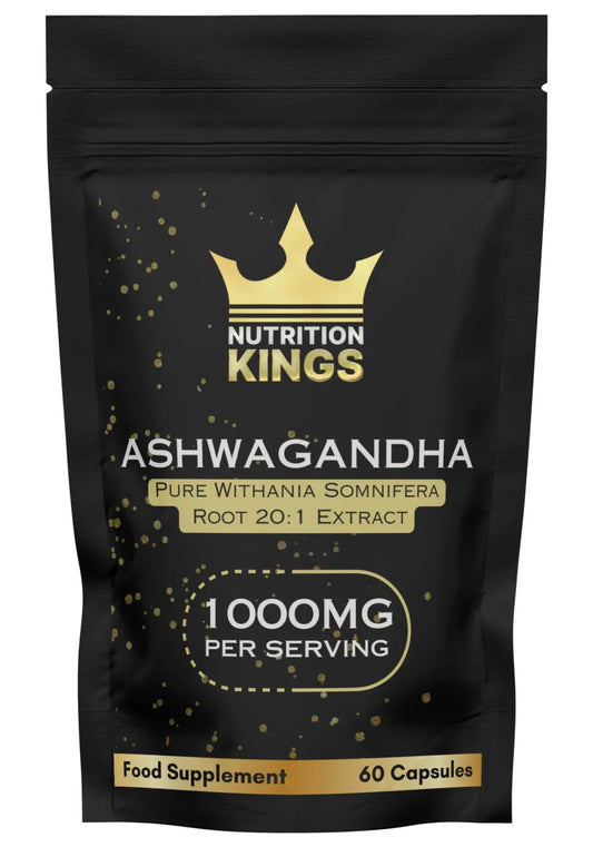 Nutrition Kings Ashwagandha 20:1 Extract – 60 Vegan Capsules – High Strength – Stress & Anxiety Support – No Fillers or Binders – Made in UK Nutrition Kings