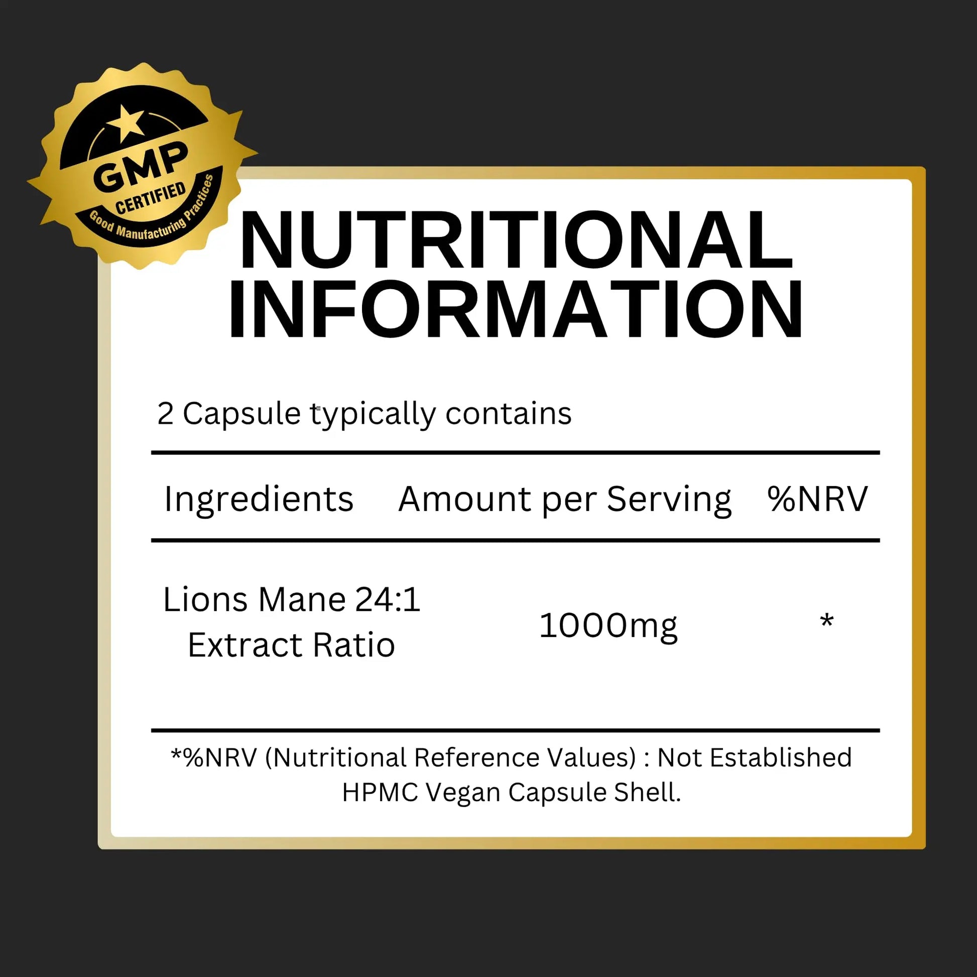 Nutrition Kings Lion’s Mane Mushroom 1000mg – 24:1 Ultra Potent Extract – 60 Vegan Capsules – Supports Memory, Focus, Mental Clarity & Cognitive Health – No Fillers, Non-GMO Nutrition Kings