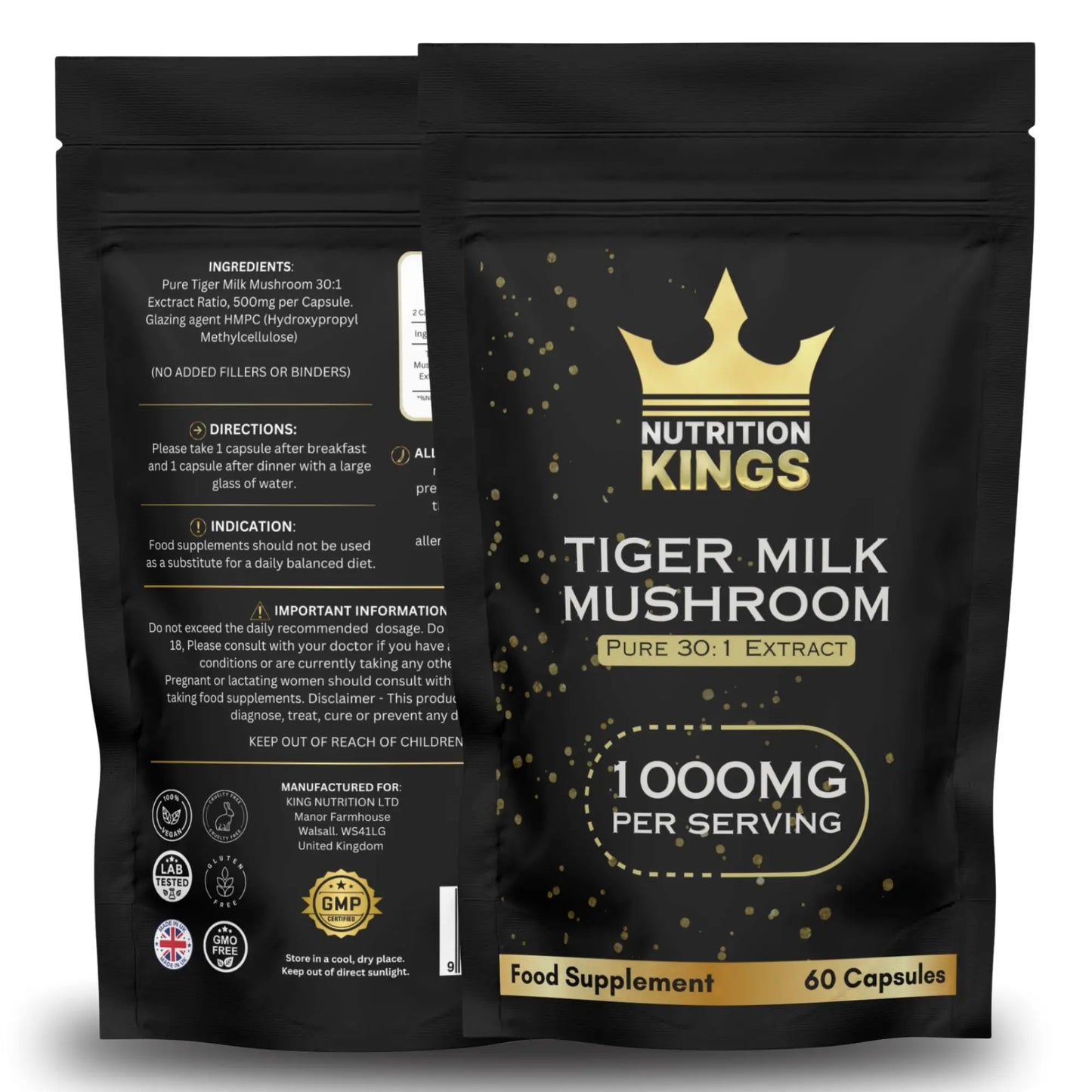 Tiger Milk Mushroom – Lung & Immune Support Supplement – Vegan Herbal Blend with Functional Mushrooms – 60 Vegan Capsules – by Nutrition Kings Nutrition Kings