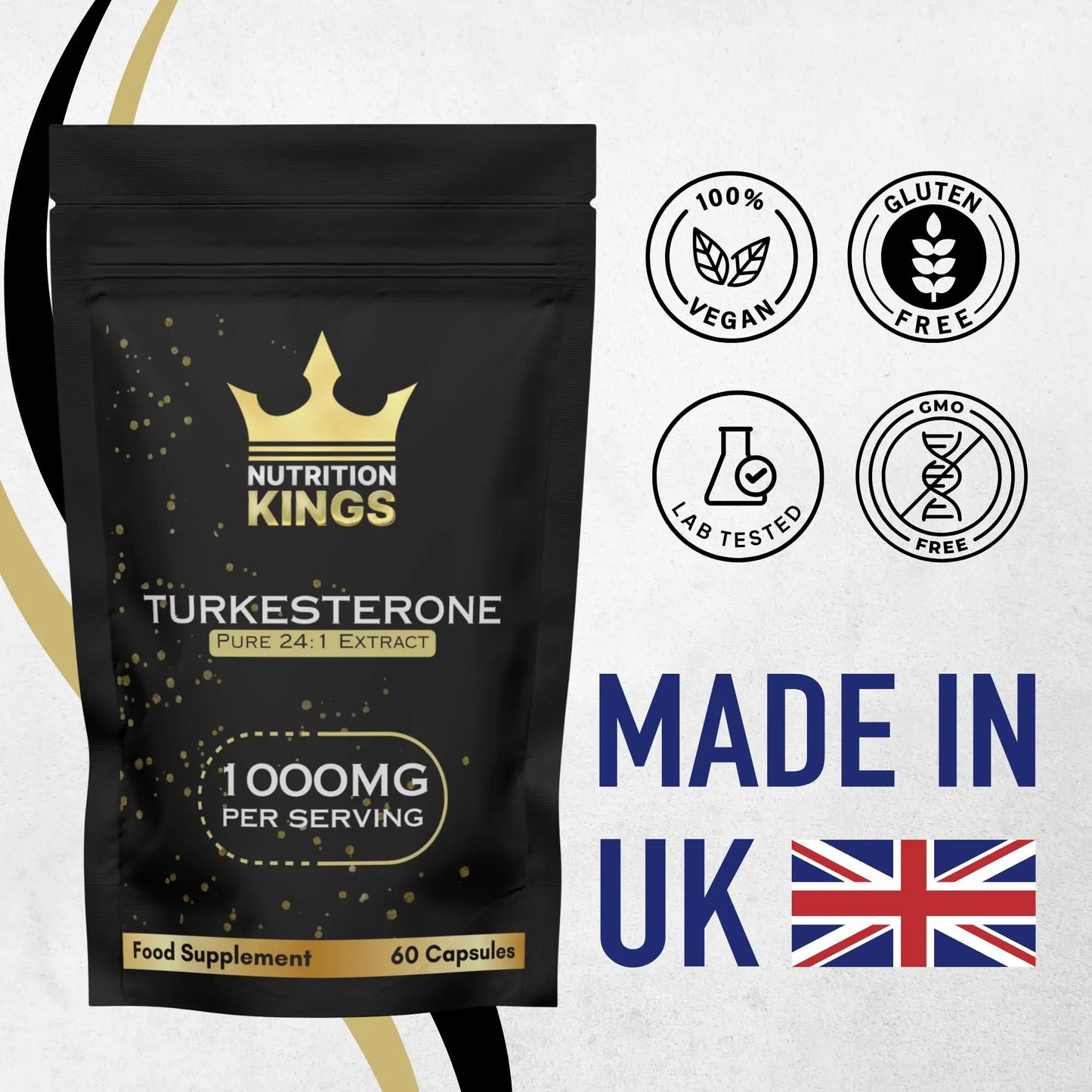 Nutrition Kings Turkesterone Pure 24:1 Extract, 1000mg, 60 Capsules, Food Supplement, Made in UK Nutrition Kings
