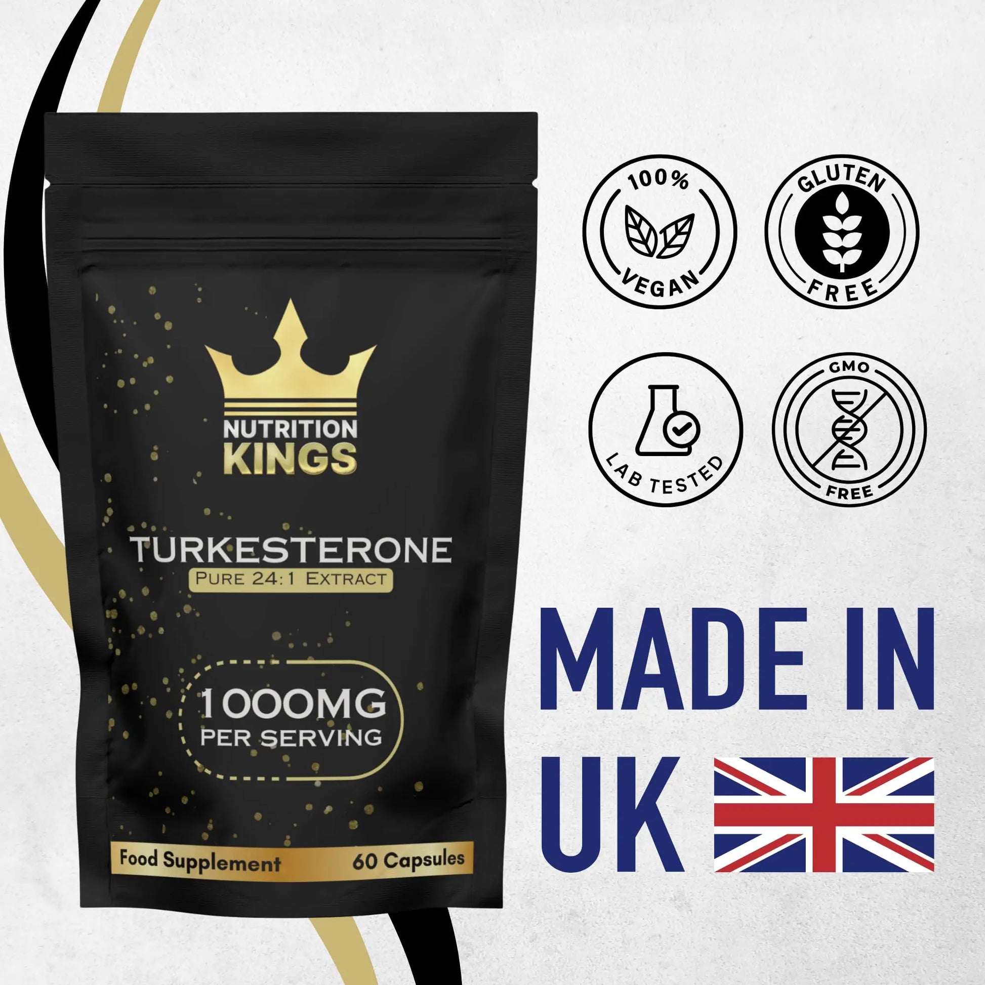 Nutrition Kings Turkesterone Pure 24:1 Extract, 1000mg, 60 Capsules, Food Supplement, Made in UK Nutrition Kings