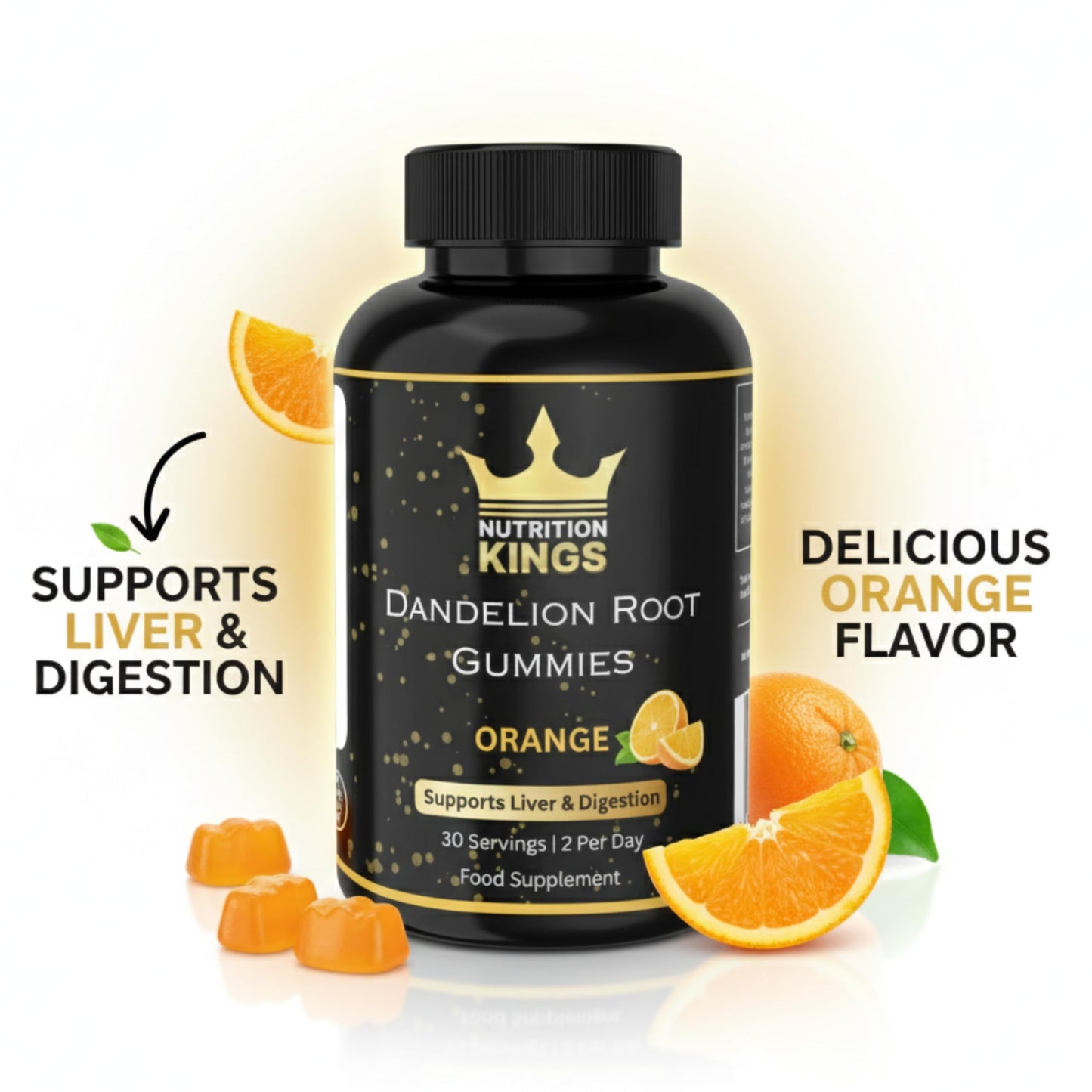 Dandelion Root Gummies – Liver Cleanse & Detox Support, Water Retention Relief, Natural Digestive Health Supplement, Vegan & Non-GMO, 60 Gummies Nutrition Kings